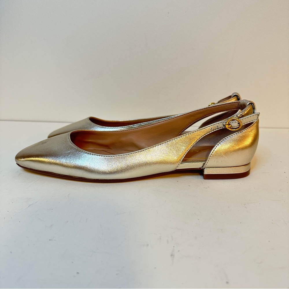NEW Cole Haan Bria Cutout Soft Gold Leather Women's Ballet Flats, Sz 7 - Picture 1 of 13